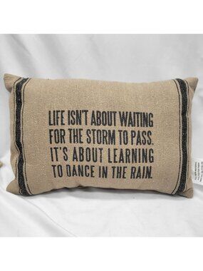 Life Isnt About Waiting Quote Burlap Accent Pillow 15"×10" Decorative Throw Cush
